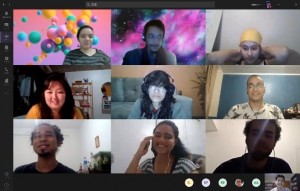 「日本語教授法」の授業風景。この日は頼んだら多くの学生がカメラをオンにしてくれました。生徒の了解を得て掲載しています。